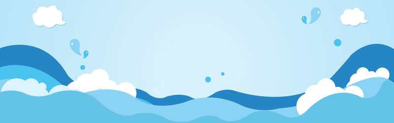 清新文艺海边蓝色卡通Banner背景，JPG/PSD高清素材下载