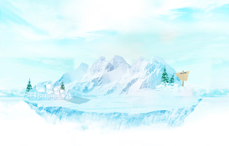 冰雪世界宣传海报，文艺清新背景素材，高清JPG/PSD格式下载