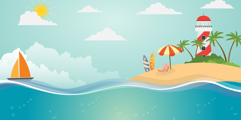 夏季清新卡通海报背景，高清JPG与AI格式素材下载