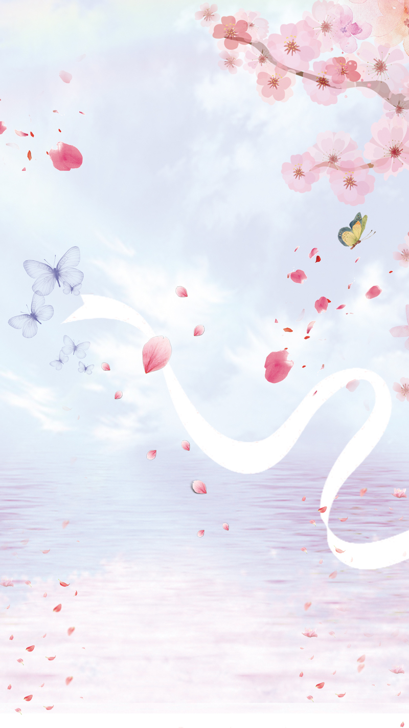 日本樱花节梦幻海报PSD分层，清新文艺H5背景，高清JPG下载
