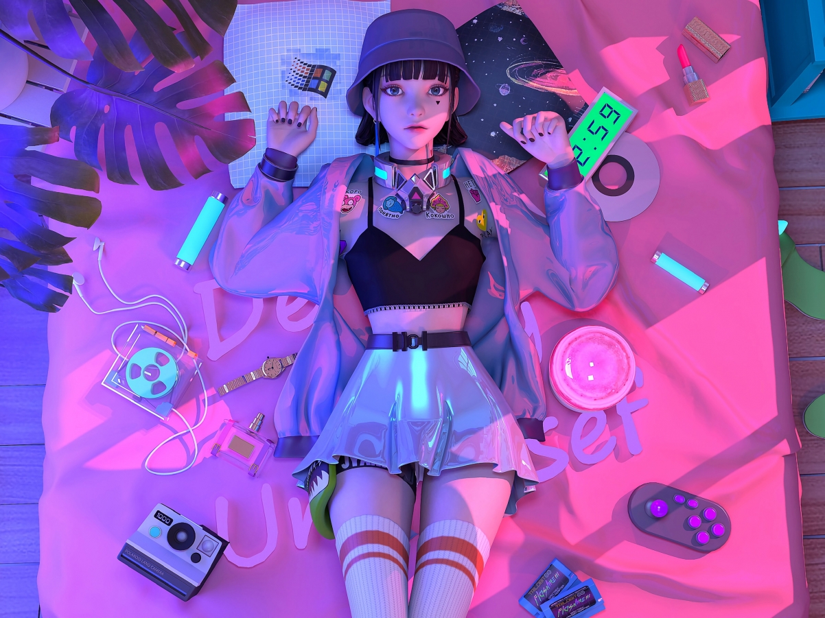 集原美赛博朋克风奇幻少女壁纸，2732x2048高清平板专属，一键下载！
