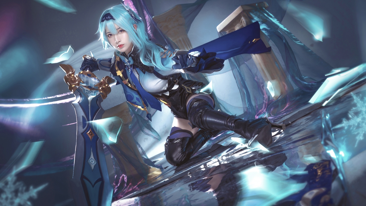 原神优菈Cosplay真人美女惊艳亮相，4K超高清壁纸3840x2160免费下载