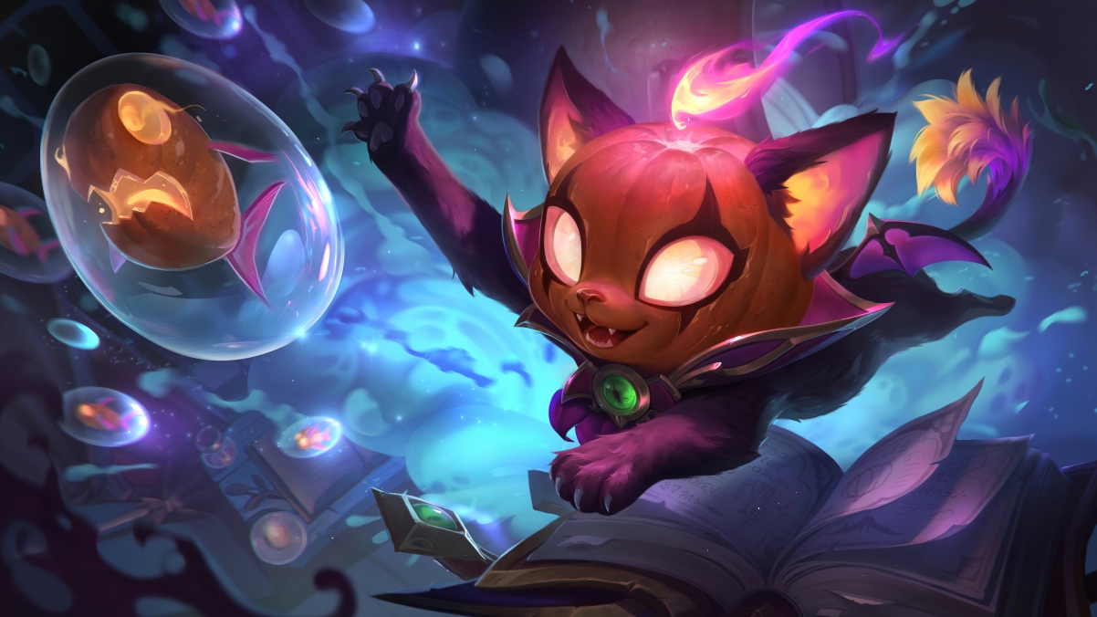 LOL英雄联盟，万圣节魔法猫咪悠米，超清4K壁纸，3840x2160分辨率，高清游戏图片下载