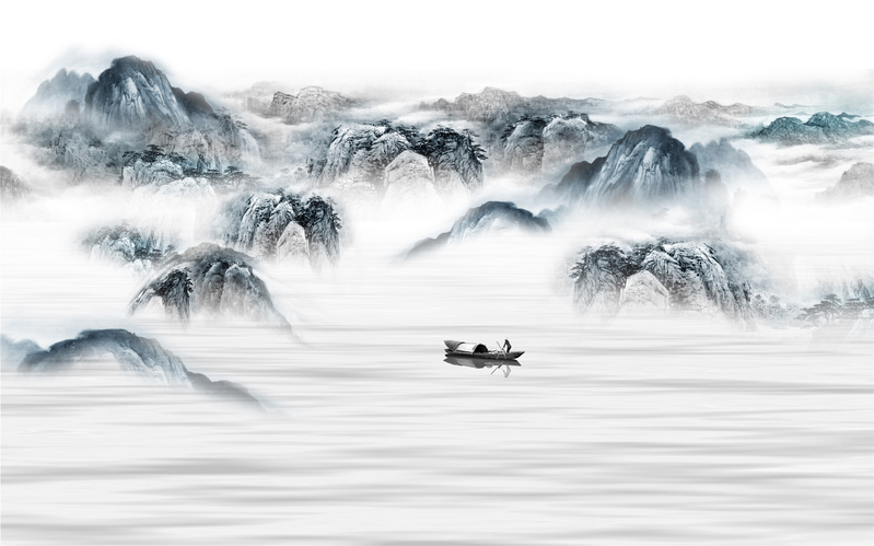 梦幻山水之舟，高清JPG图片，文艺清新设计素材下载