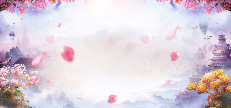 古风仙侠樱花浪漫场景，高清JPG文艺清新Banner图片设计素材下载