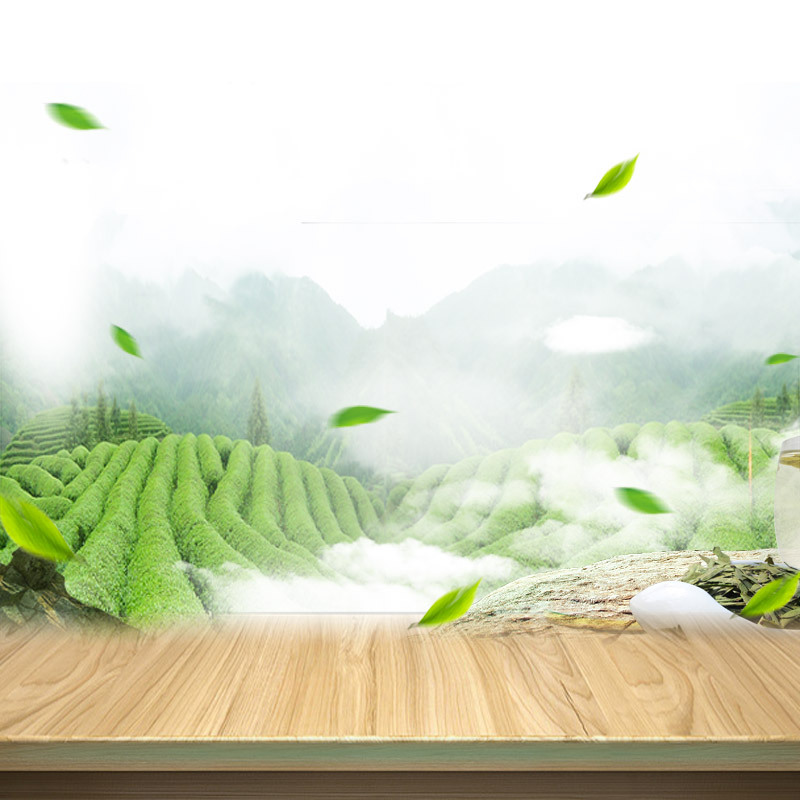 简约茶园PSD分层主图，清新文艺茶叶木板背景，高清JPG图片素材下载