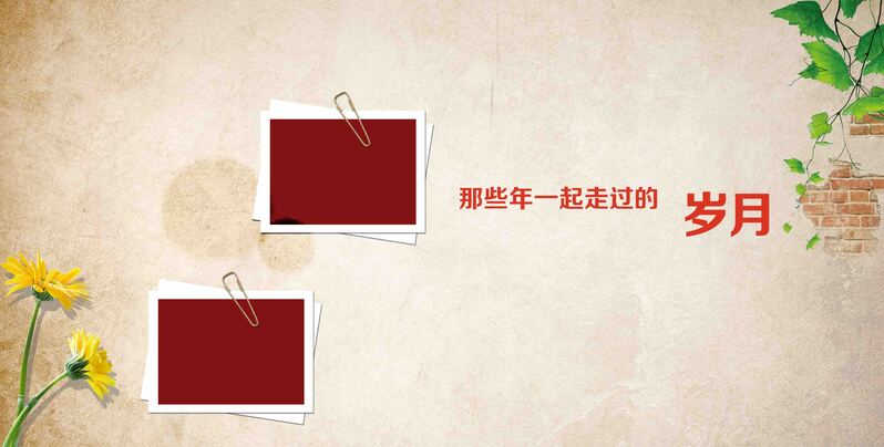 怀旧时光照片墙，清新文艺绿叶背景图片，高清JPG/PSD素材下载