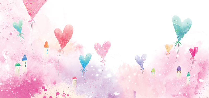 粉色手绘水彩卡通Banner，文艺清新JPG/PSD素材下载