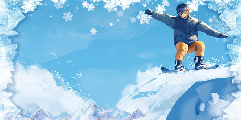 冬季滑雪背景素材，高清JPG与文艺清新PSD格式，免费下载