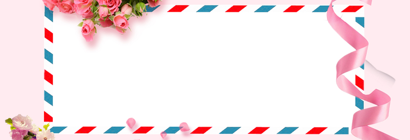 感恩节信封设计素材，粉色丝带文艺Banner，清新PSD/高清JPG下载