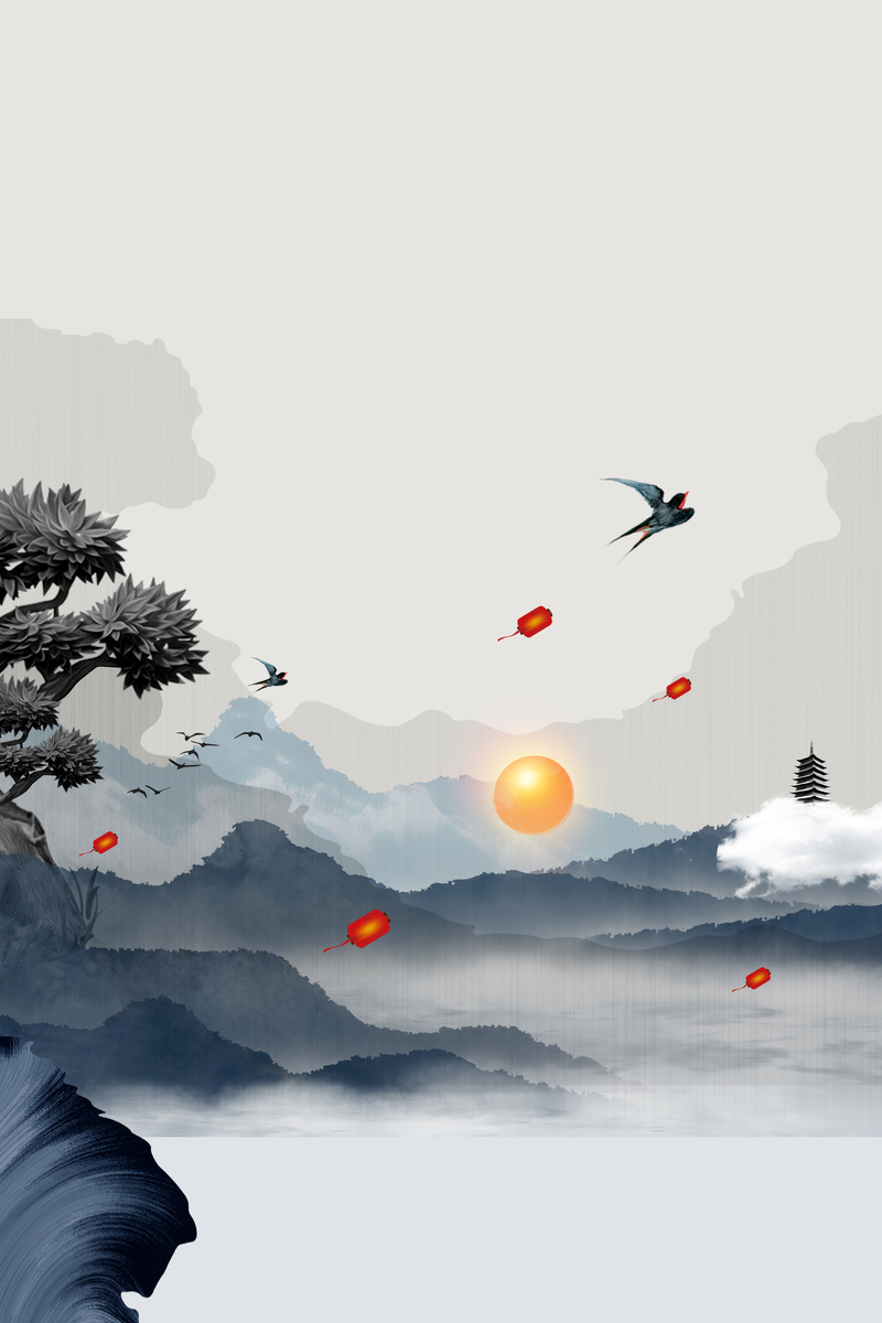 清明节燕子复古背景图，高清JPG/文艺清新PSD素材下载