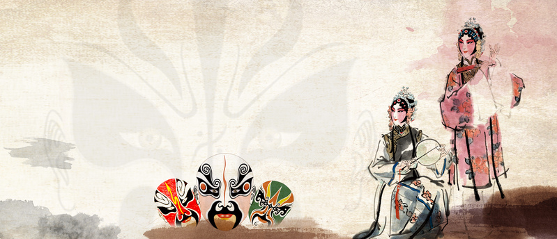 中国风戏剧戏曲手绘Banner，文艺清新JPG/PSD素材下载