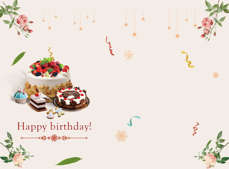 生日卡背景素材，高清蛋糕JPG与文艺清新PSD设计下载
