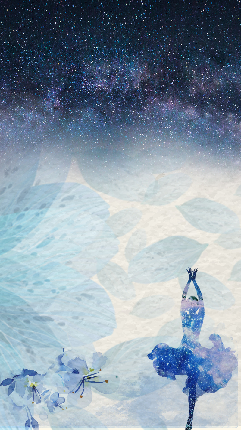 舞蹈培训素材，舞者蓝色星空渐变背景，文艺清新JPG/PSD高清下载