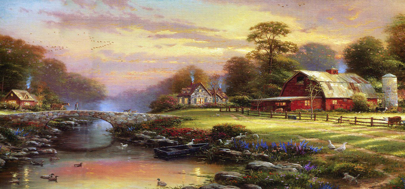 欧式田园梦幻油画背景，唯美高清JPG素材，文艺清新设计下载