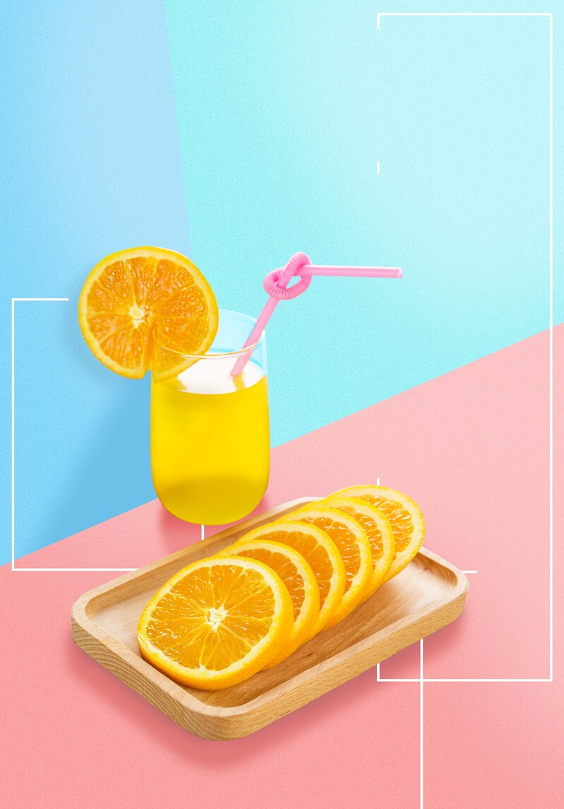 简约时尚柠檬果汁海报背景，文艺清新JPG/PSD素材下载