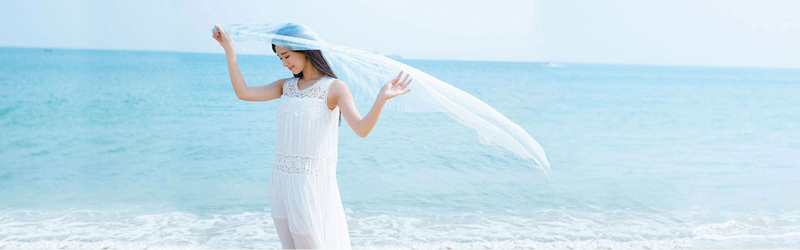 清新沙滩美女背景Banner，文艺JPG图片素材，高清下载