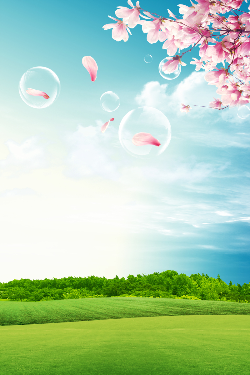春季桃花盛景，高清JPG海报背景，文艺清新PSD设计素材下载