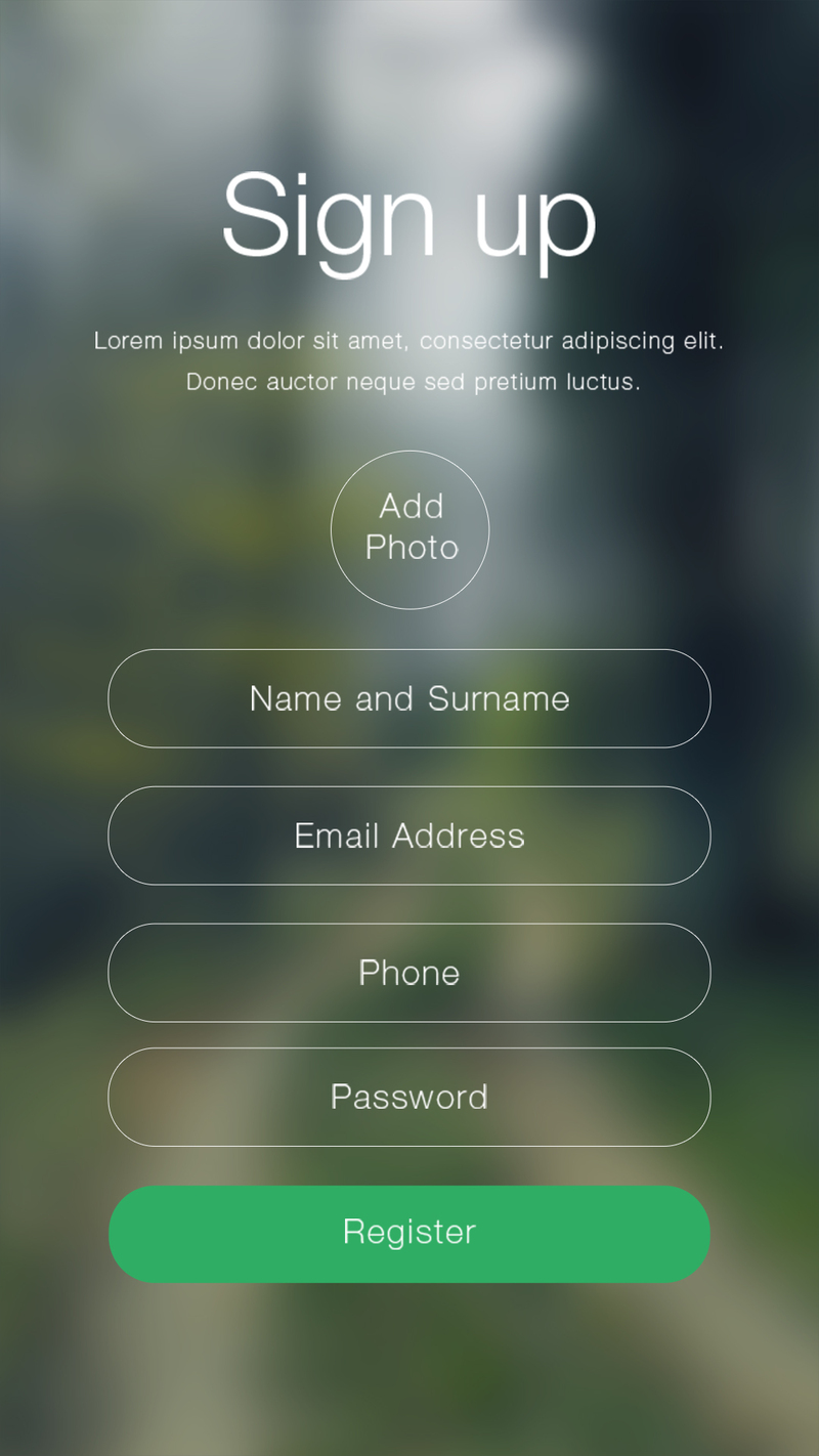 清新简约APP注册页设计素材，JPG/PSD格式高清下载