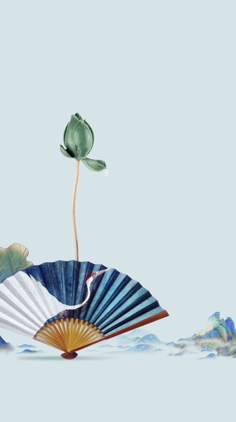 秋季莲花扇唯美背景图，高清JPG与文艺清新PSD素材下载