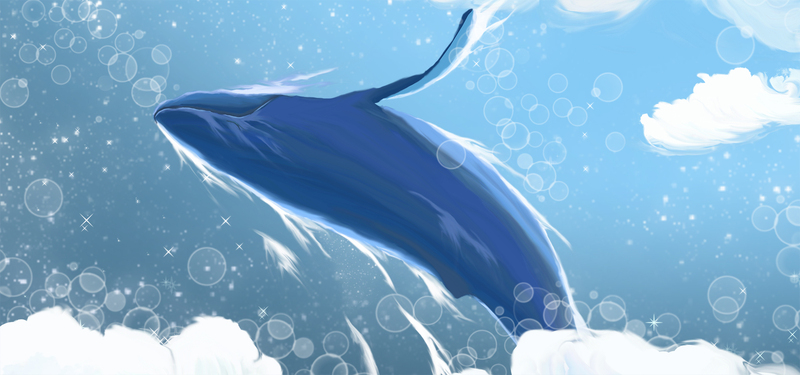 云端鲸鱼Banner，高清JPG+清新PSD设计素材，文艺风下载