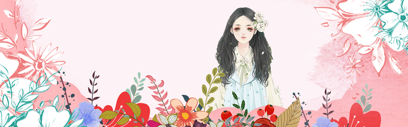 38女王节专属，美容护肤粉色花卉banner，高清JPG+文艺清新PSD素材下载
