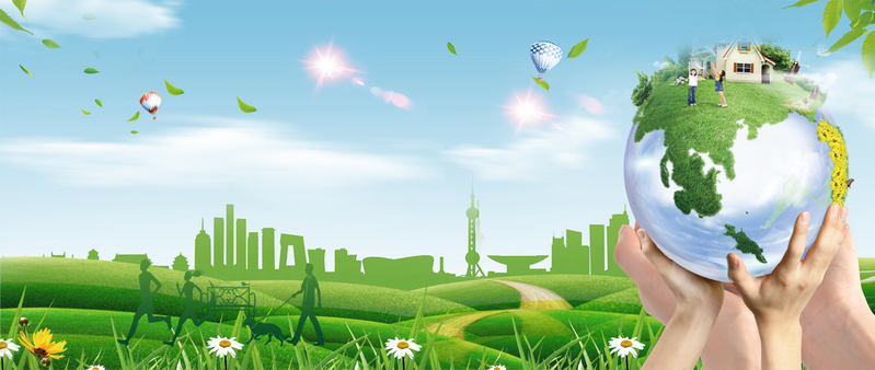 环保主题高清图片，蓝天绿地Banner，文艺清新PSD素材下载