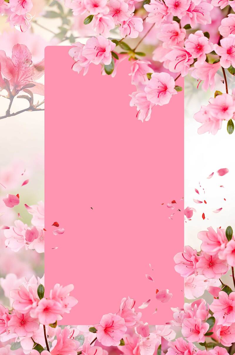 中国风杜鹃花春游海报，唯美高清JPG/文艺清新PSD素材下载
