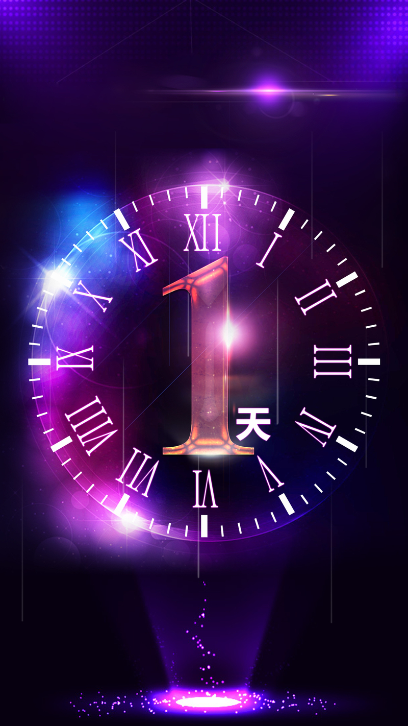 紫色炫酷倒计时H5背景，高清JPG与清新PSD设计素材下载