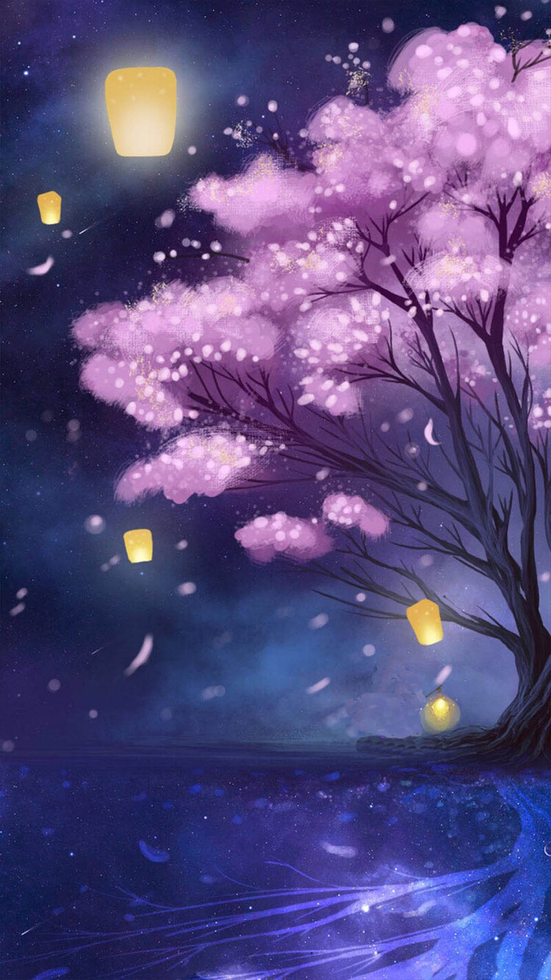 梦幻紫色夜景H5背景，文艺清新JPG图片素材高清下载
