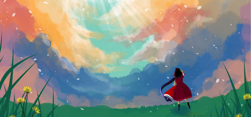 文艺清新彩色天空Banner，高清JPG与PSD设计素材下载