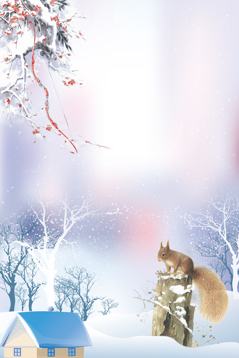 梦幻雪景松鼠卡通Banner，文艺清新JPG/PSD设计素材高清下载