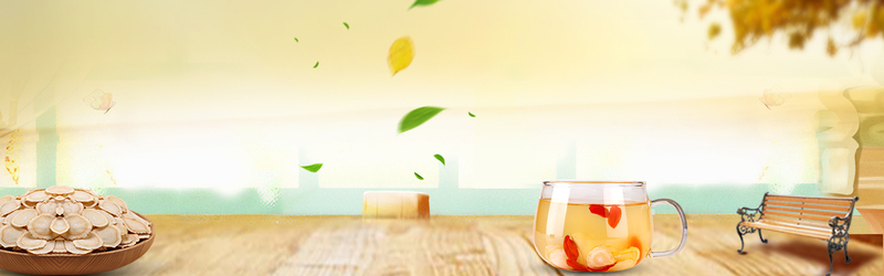 文艺清新人参茶图片，简约黄色banner，JPG/PSD格式设计素材下载
