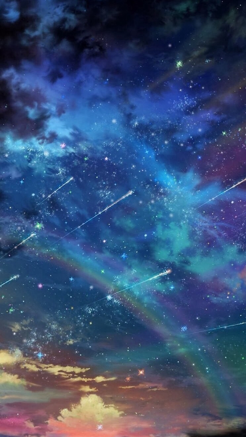 流行彩色天空漫画H5背景，高清JPG，文艺清新设计素材下载