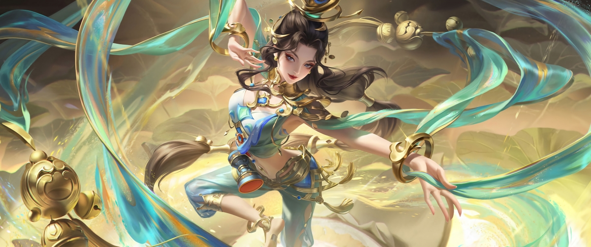 王者荣耀貂蝉胡旋专属4K高清壁纸，3440x1440带鱼屏下载，绝美游戏图片