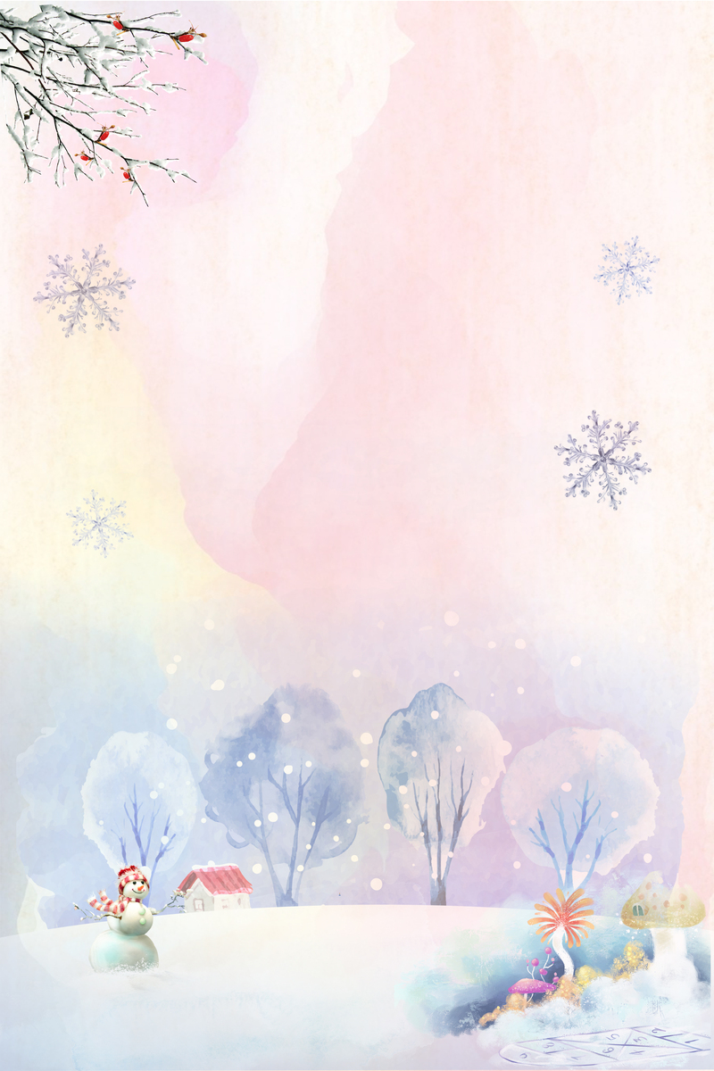 唯美雪景手绘粉色Banner，高清JPG+清新PSD，文艺设计素材下载
