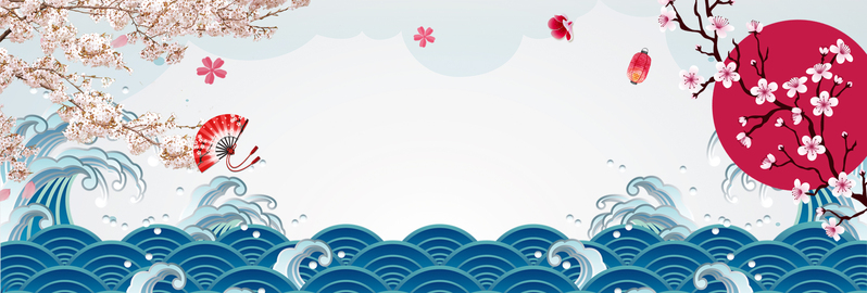 日本国庆文艺之旅，海浪樱花美景，淘宝高清JPG/清新PSD设计素材下载