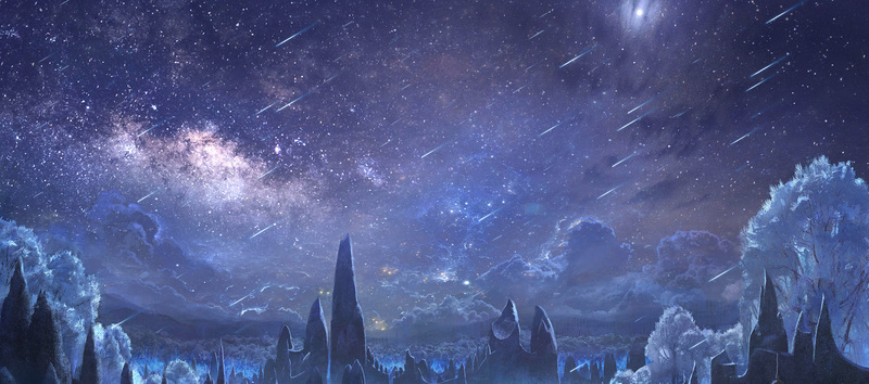 梦幻童话星空游戏背景图，高清JPG与文艺清新PSD设计素材下载