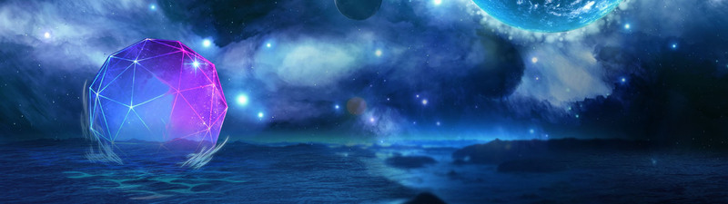 梦幻星座手链，高清蓝色电商海报背景，文艺清新PSD设计素材下载