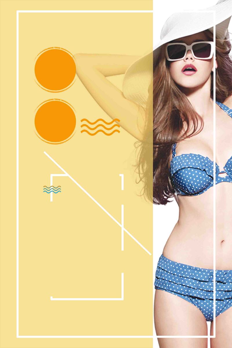 夏日泳装美女海报模板，简约时尚，清新文艺，JPG/PSD高清素材下载