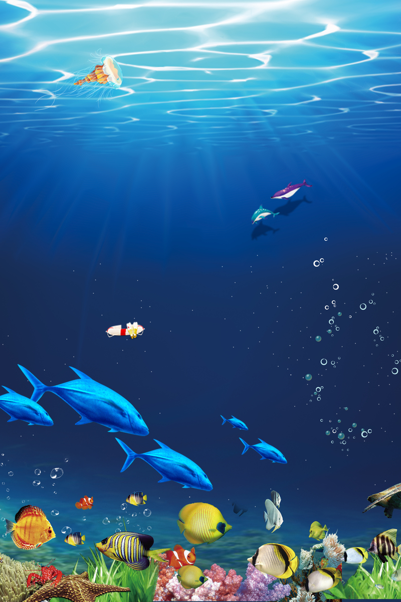6.8世界海洋日，公益海报设计素材，清新文艺风格，JPG/PSD高清下载