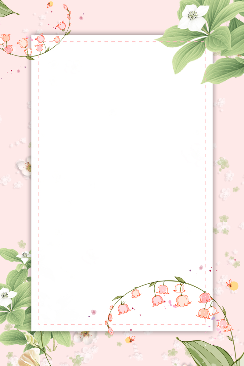 清新文艺边框鲜花海报，高清JPG/PSD设计素材，免费下载