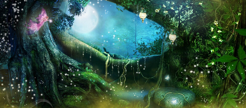 森系梦幻绿意背景，淘宝海报高清新图，文艺清新PSD素材下载