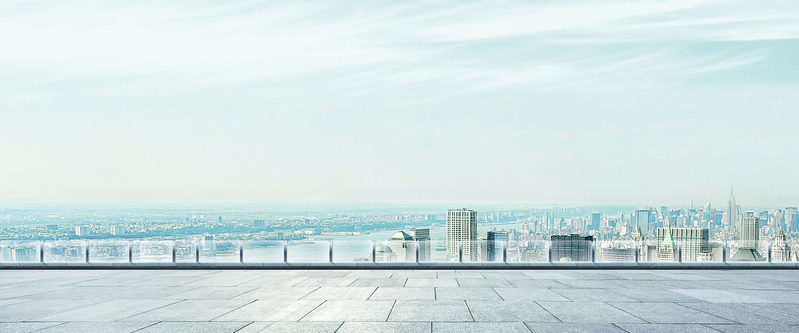 清新文艺风城市建筑背景Banner，高清JPG素材免费下载