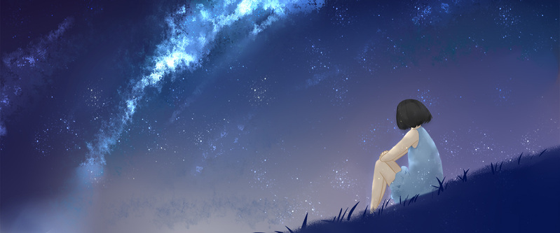 星空少女梦幻Banner，高清JPG&清新PSD设计素材下载