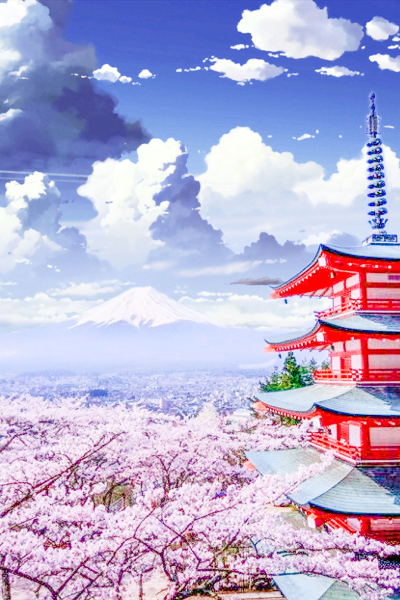 日本旅行海报背景素材，高清JPG与文艺清新PSD格式，免费下载