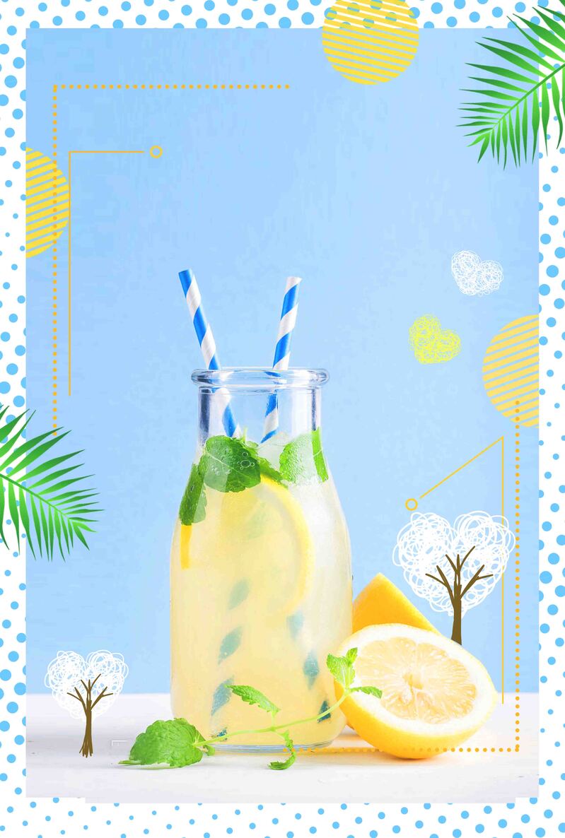 柠檬水冰爽一夏，创意清新果汁海报与文艺设计素材下载