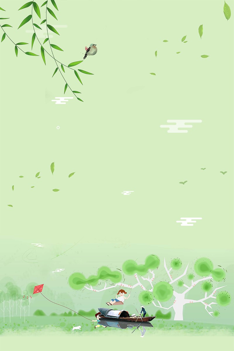清新文艺清明节踏青海报，JPG/PSD格式，高清设计素材下载