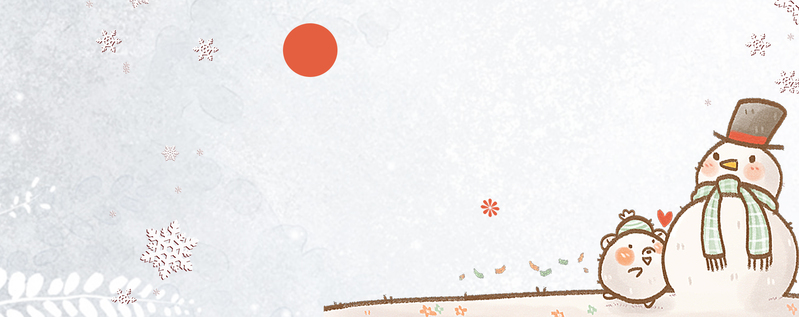 堆雪人手绘卡通雪花灰调Banner，高清JPG+PSD，文艺清新设计素材下载