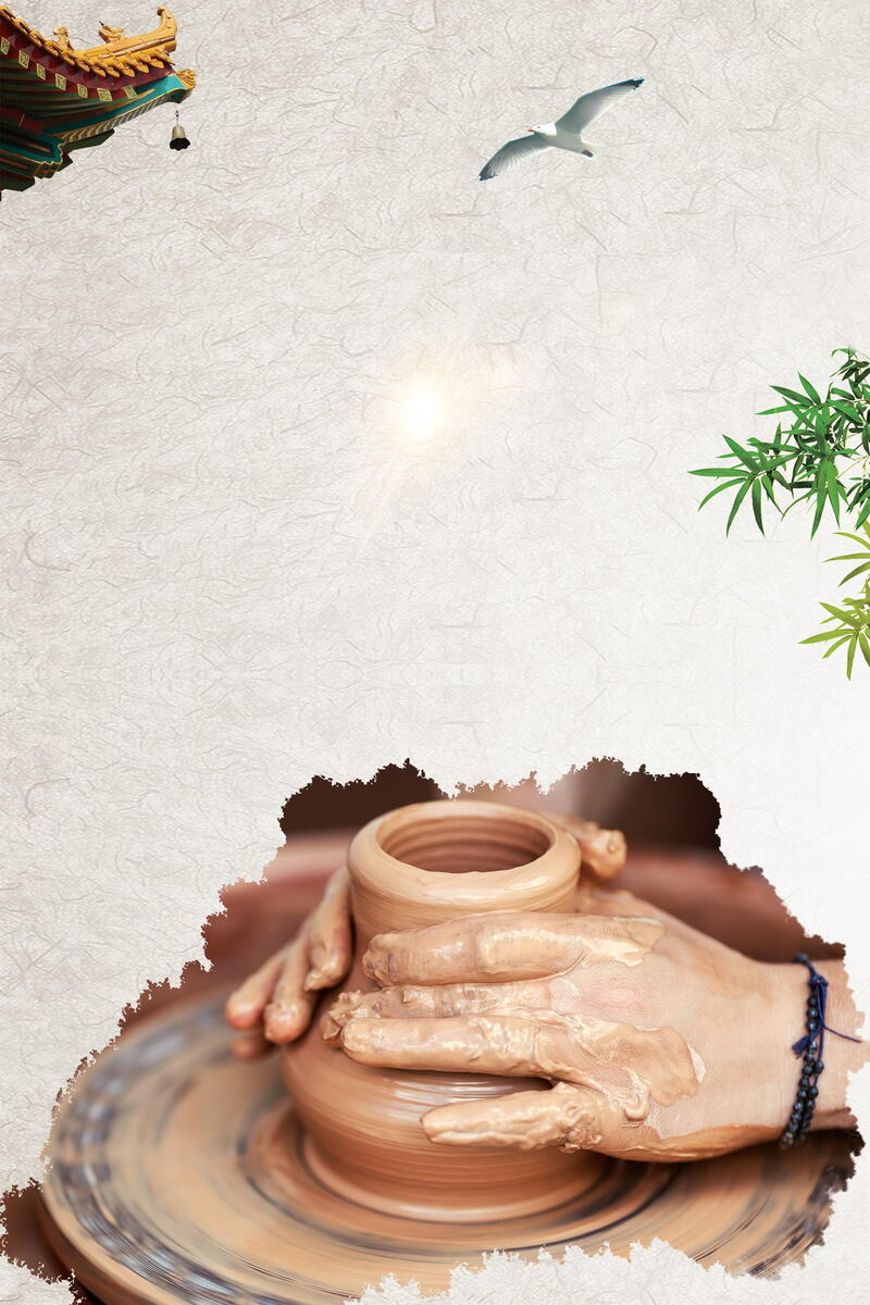 简约清新陶瓷陶艺文化，文艺高清JPG与清新PSD设计素材下载